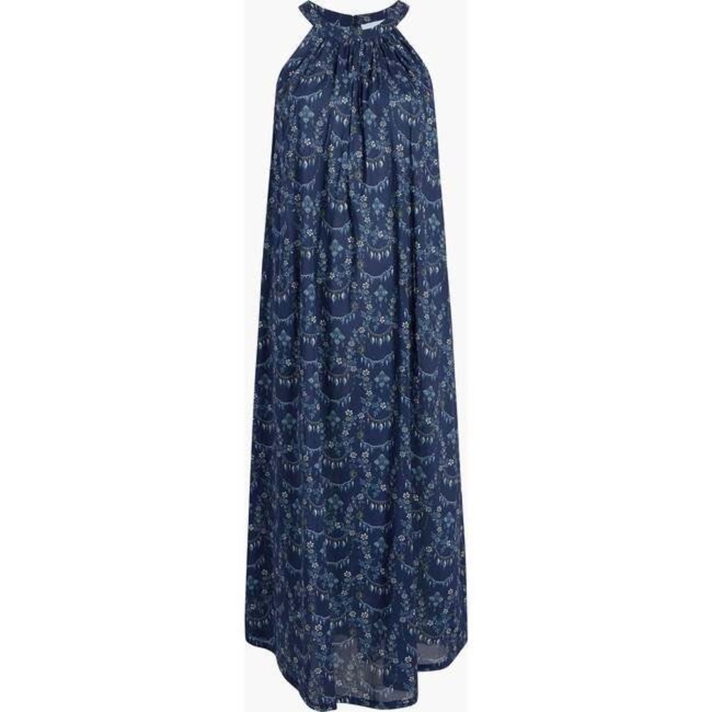 Hill House Giselle Dress in Charm Scallop Halter Navy Blue Floral Boho size XS - Picture 2 of 5